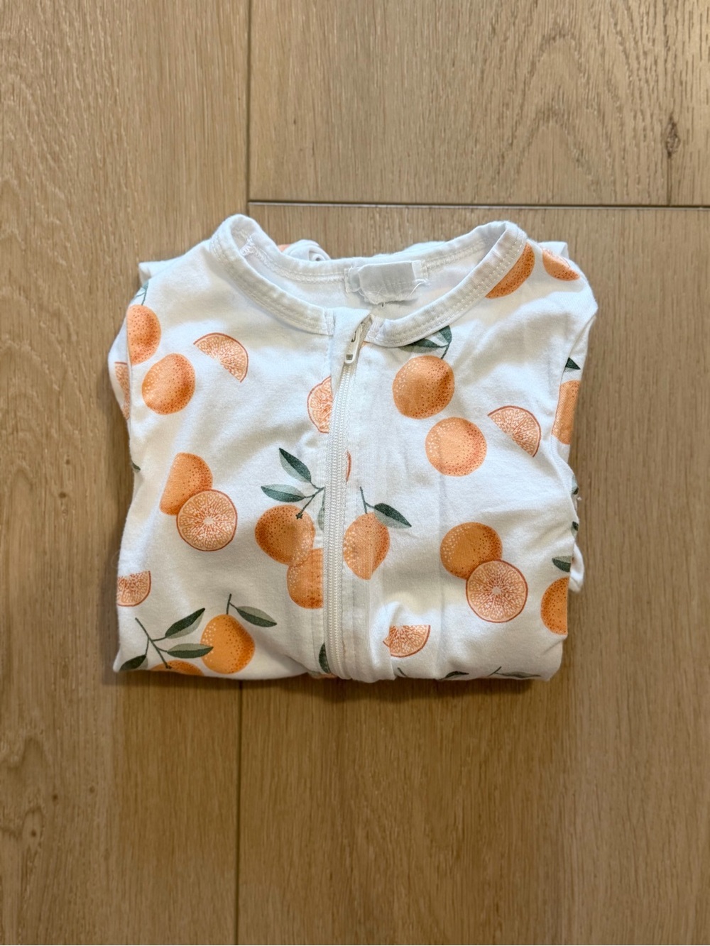 Petit Lem Orange-Print Baby Sleeper (Size 6m)